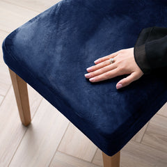 Husa pentru scaun din catifea cu elastic sezut, 190 g/m2, Sento, 40x40x5 cm, albastru, 1 buc