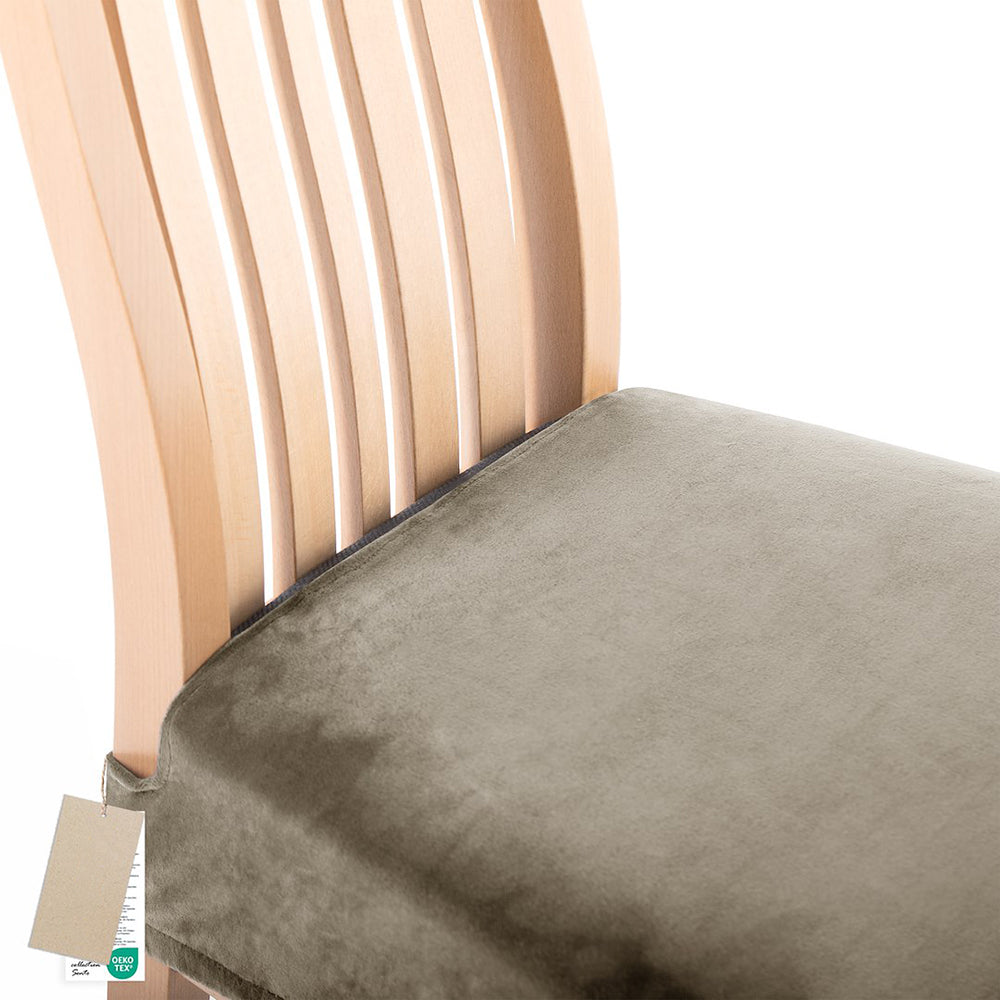 Husa pentru scaun din catifea cu elastic sezut, 190 g/m2, Sento, 40x40x5 cm, bej, 1 buc