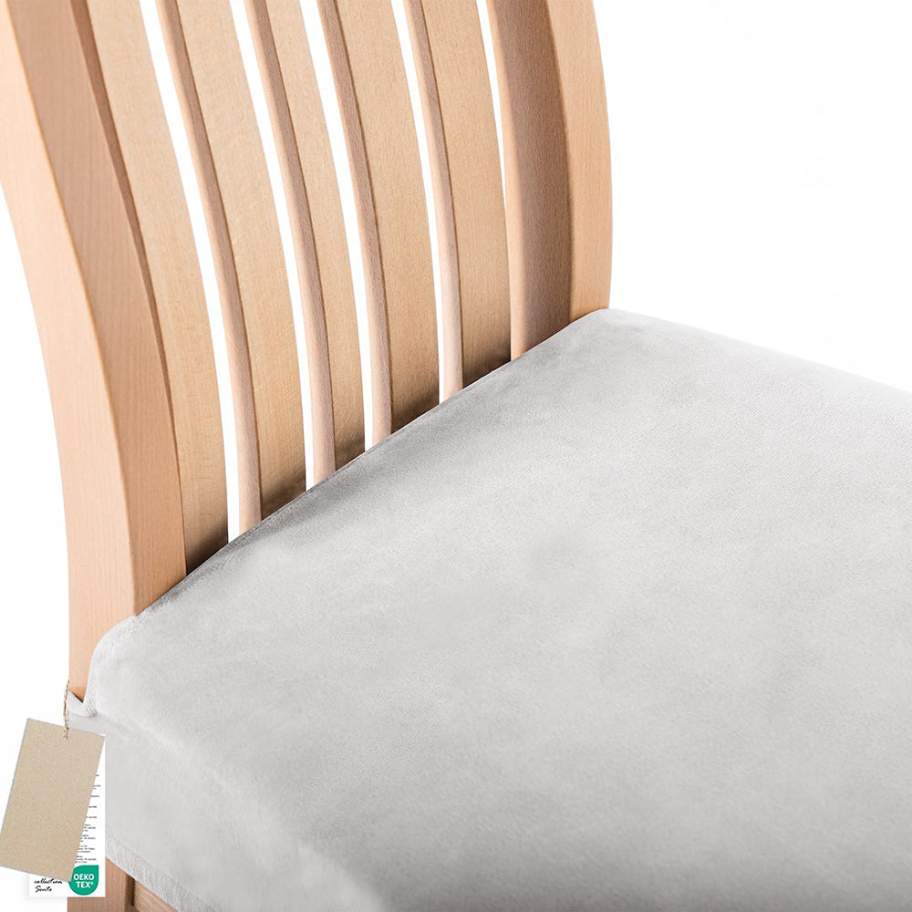 Husa pentru scaun din catifea cu elastic sezut, 190 g/m2, Sento, 40x40x5 cm, gri, 1 buc