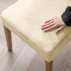 Husa pentru scaun din catifea cu elastic sezut, 190 g/m2, Sento, 40x40x5 cm, bej deschis, 1 buc