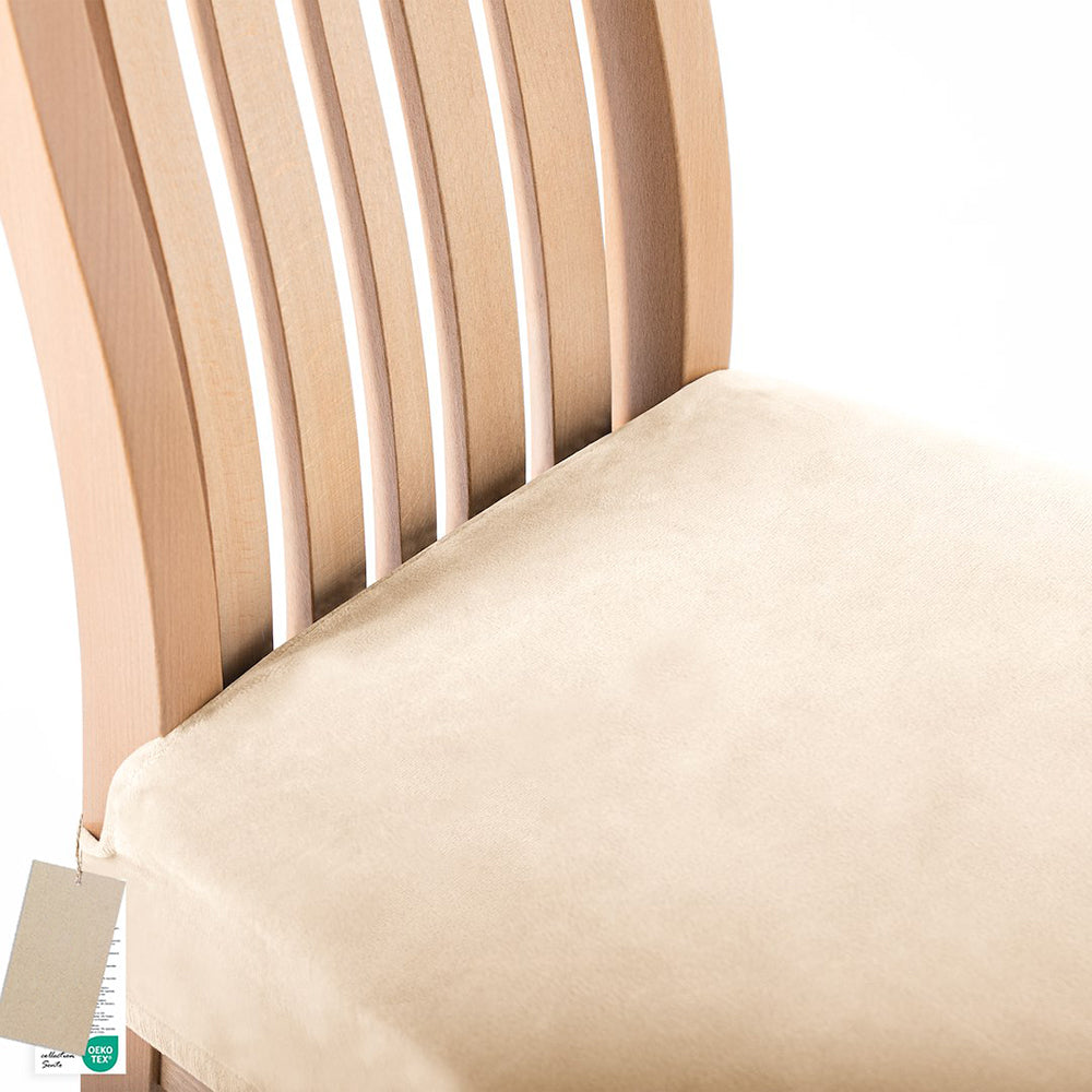 Husa pentru scaun din catifea cu elastic sezut, 190 g/m2, Sento, 40x40x5 cm, bej deschis, 1 buc