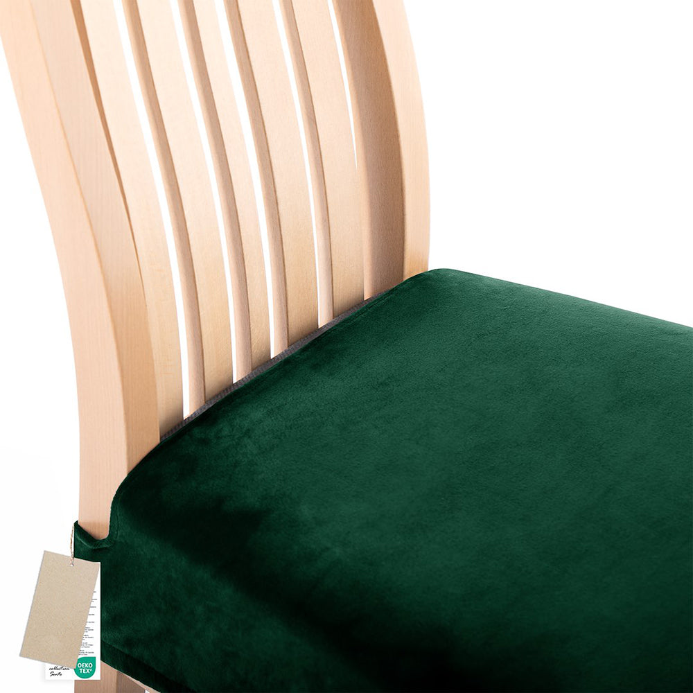 Husa pentru scaun din catifea cu elastic sezut, 190 g/m2, Sento, 40x40x5 cm, verde, 1 buc