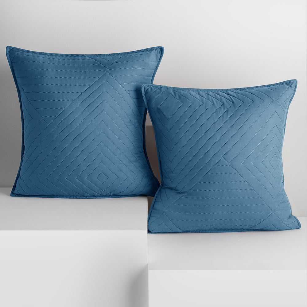 Set 2 huse perne decorative matlasate stil modern, Softa, 70 g/m2, Albastru denim