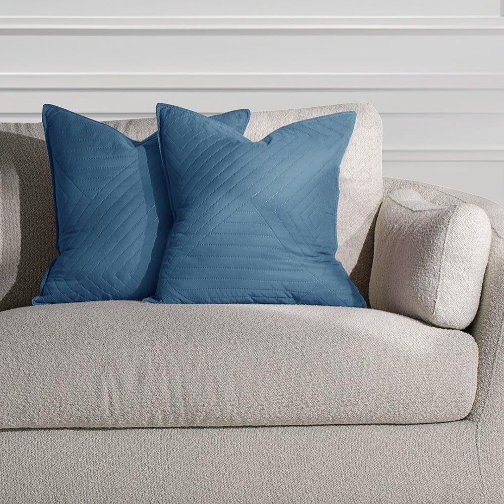 Set 2 huse perne decorative matlasate stil modern, Softa, 70 g/m2, Albastru denim
