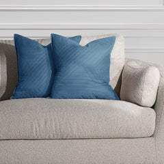 Set 2 huse perne decorative matlasate stil modern, Softa, 70 g/m2, Albastru denim