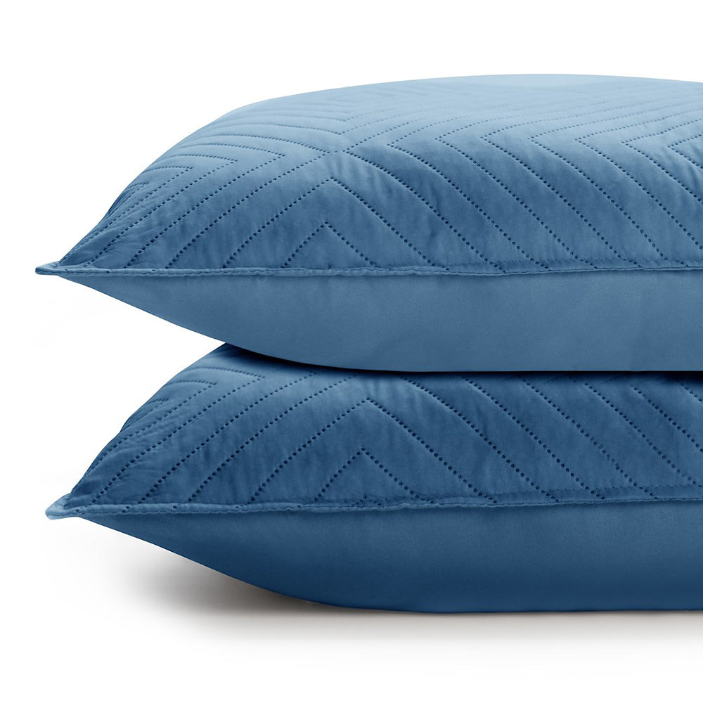 Set 2 huse perne decorative matlasate stil modern, Softa, 70 g/m2, Albastru denim