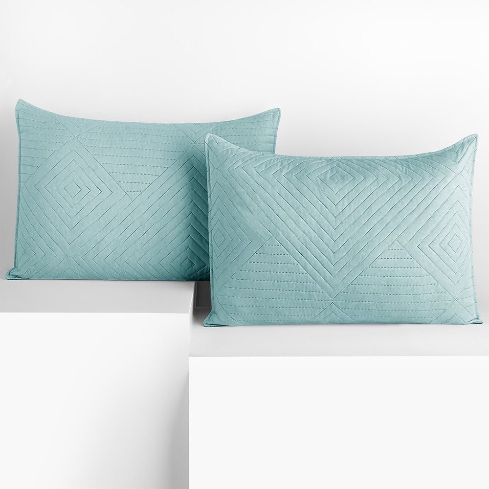 Set 2 huse perne decorative matlasate stil modern, Softa, 70 g/m2, Albastru azur
