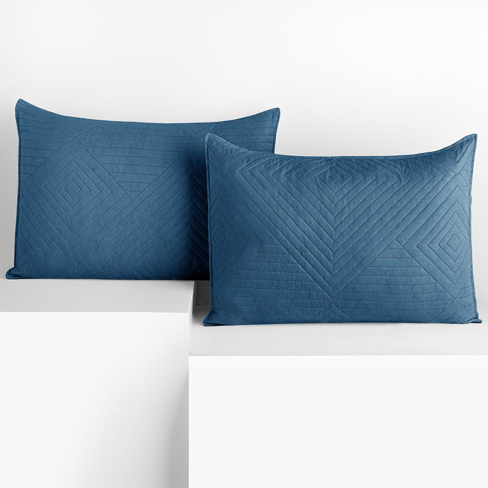 Set 2 huse perne decorative matlasate stil modern, Softa, 70 g/m2, Albastru denim