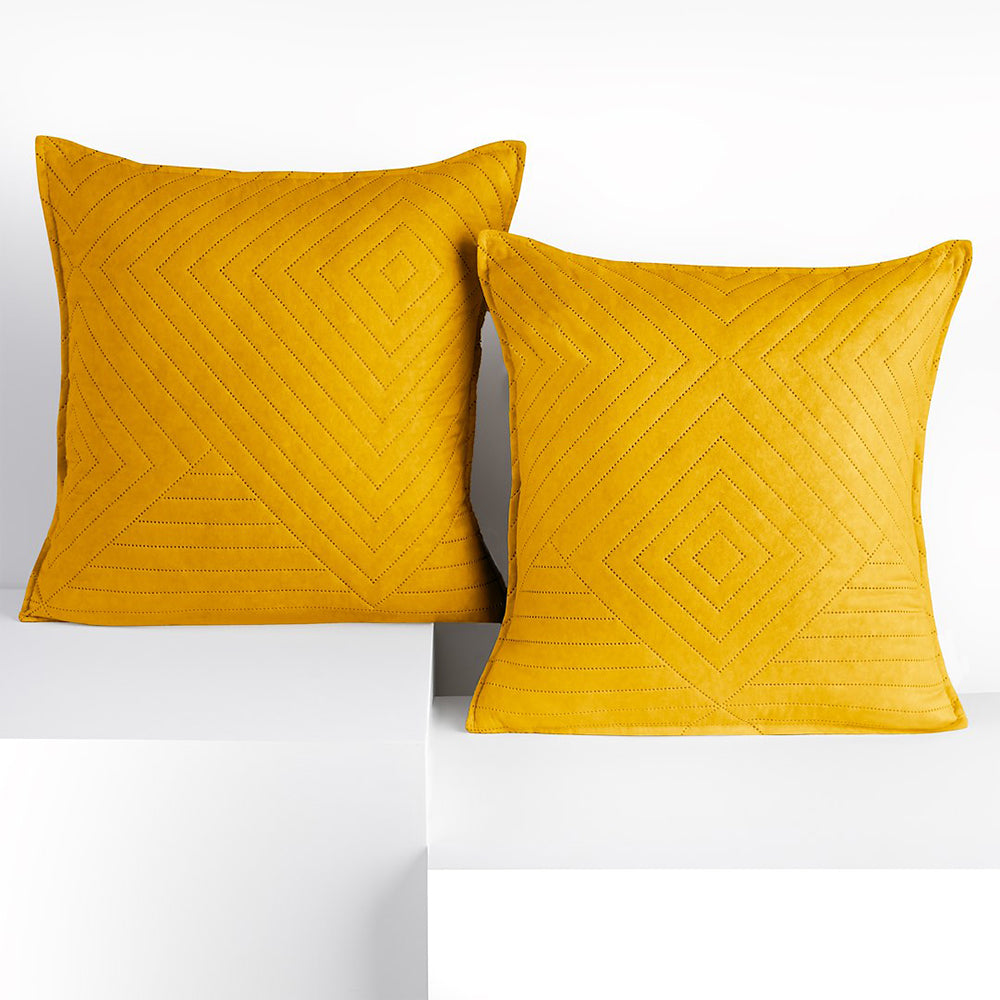 Set 2 huse perne decorative matlasate stil modern, Softa, 70 g/m2, Galben mustar