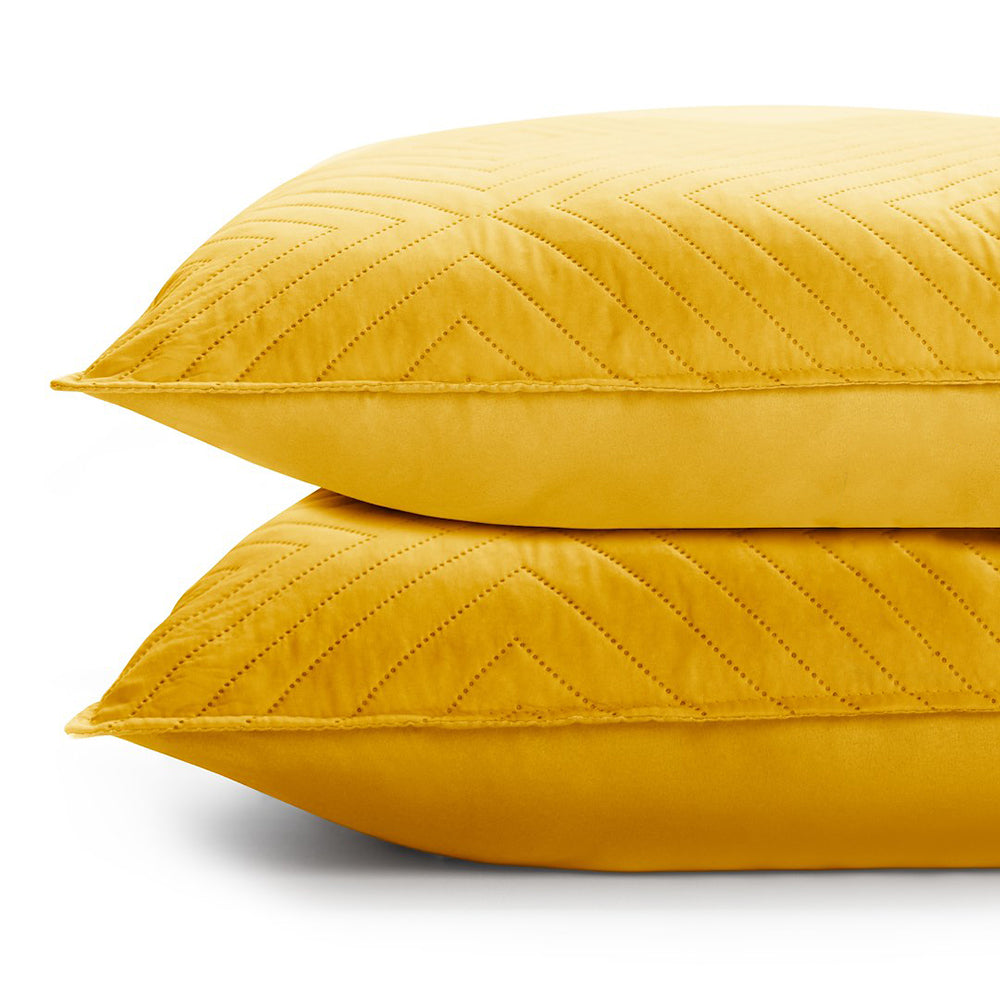 Set 2 huse perne decorative matlasate stil modern, Softa, 70 g/m2, Galben
