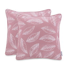 Set 2 huse pernute decorative din catifea cu motiv frunze, Calm, Roz