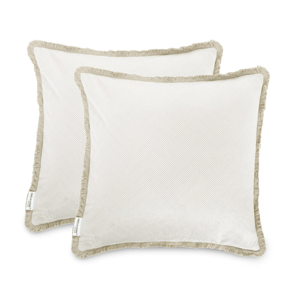 Set 2 huse perne decorative din catifea model clasic, Clear, 215 g/m2, Cappuccino