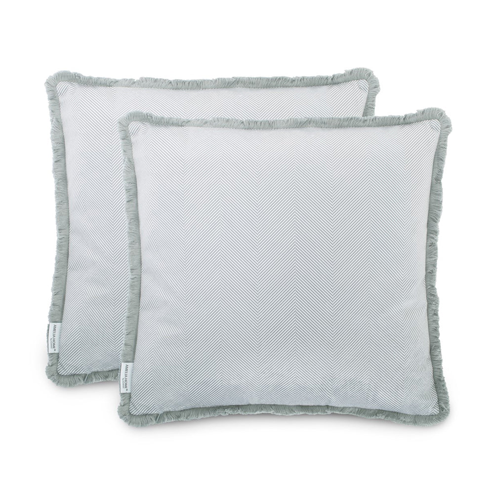 Set 2 huse perne decorative din catifea model clasic, Clear, 215 g/m2, Gri