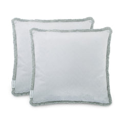 Set 2 huse perne decorative din catifea model clasic, Clear, 215 g/m2, Gri