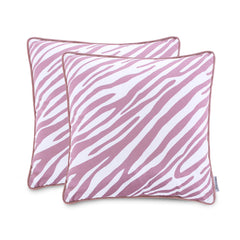 Set 2 huse perne decorative din catifea model zebra, Fun, 215 g/m2, Roz