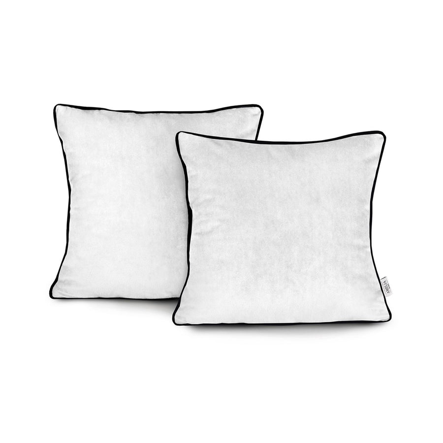 Set 2 huse perne decorative din catifea stil modern, Velvet, 220 g/m2, Alb