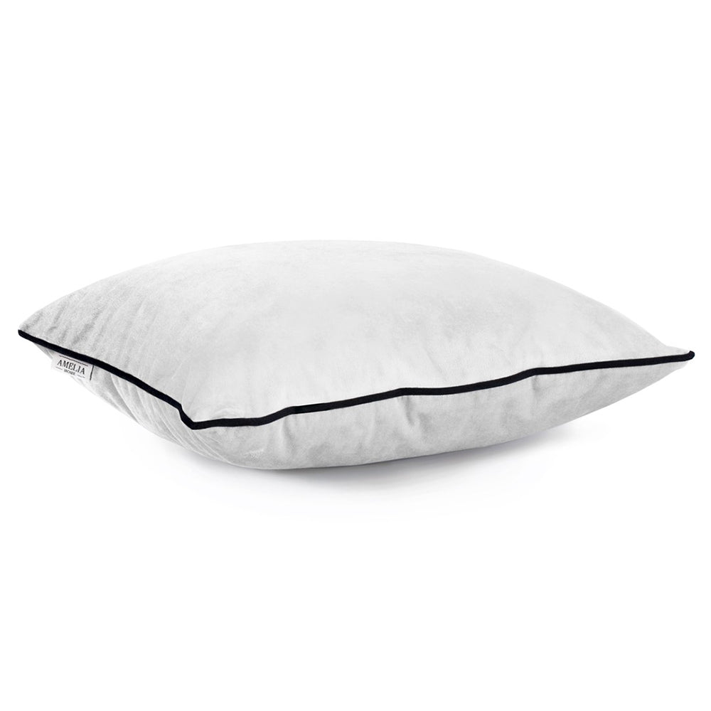 Set 2 huse perne decorative din catifea stil modern, Velvet, 220 g/m2, Alb