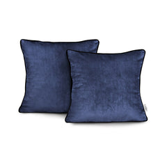 Set 2 huse perne decorative din catifea stil modern, Velvet, 220 g/m2, Albastru