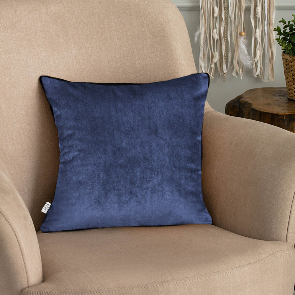 Set 2 huse perne decorative din catifea stil modern, Velvet, 220 g/m2, Albastru