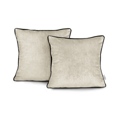 Set 2 huse perne decorative din catifea stil modern, Velvet, 220 g/m2, Crem