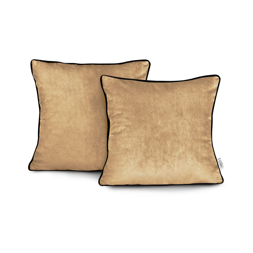 Set 2 huse perne decorative din catifea stil modern, Velvet, 220 g/m2, Galben