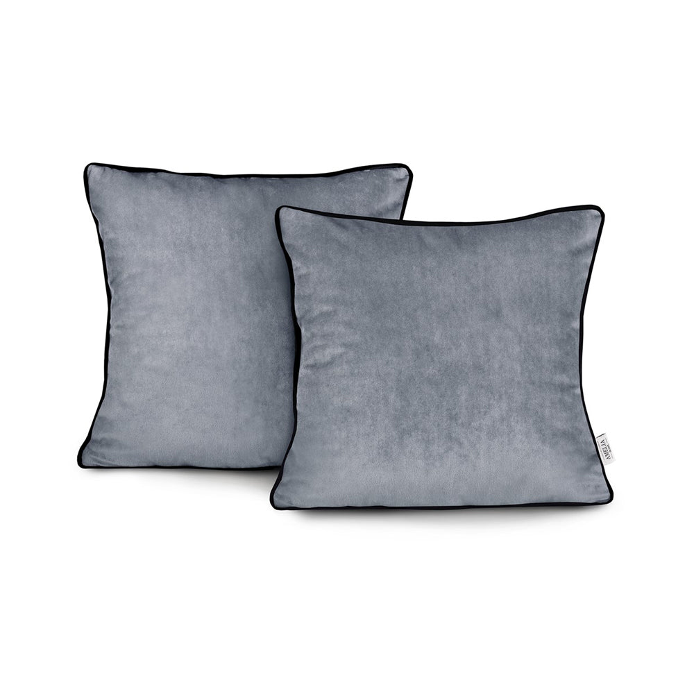 Set 2 huse perne decorative din catifea stil modern, Velvet, 220 g/m2, Gri inchis