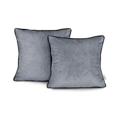 Set 2 huse perne decorative din catifea stil modern, Velvet, 220 g/m2, Gri inchis
