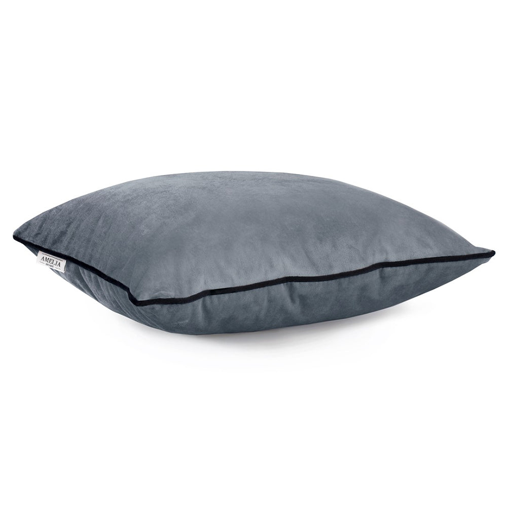 Set 2 huse perne decorative din catifea stil modern, Velvet, 220 g/m2, Gri inchis