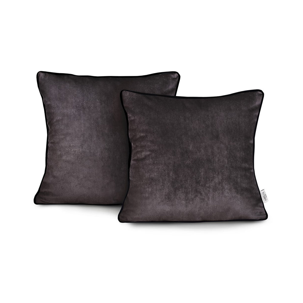 Set 2 huse perne decorative din catifea stil modern, Velvet, 220 g/m2, Maro