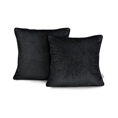 Set 2 huse perne decorative din catifea stil modern, Velvet, 220 g/m2, Negru