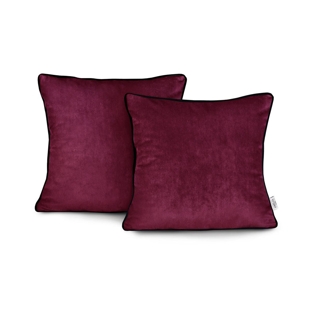 Set 2 huse perne decorative din catifea stil modern, Velvet, 220 g/m2, Rosu