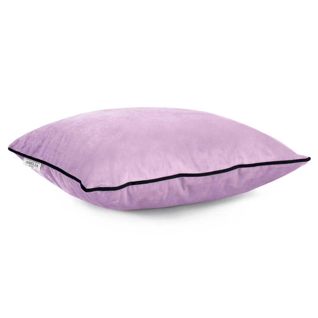 Set 2 huse perne decorative din catifea stil modern, Velvet, 220 g/m2, Roz pudrat