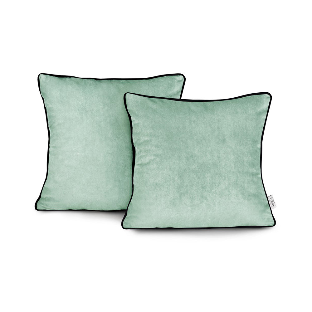 Set 2 huse perne decorative din catifea stil modern, Velvet, 220 g/m2, Vernil