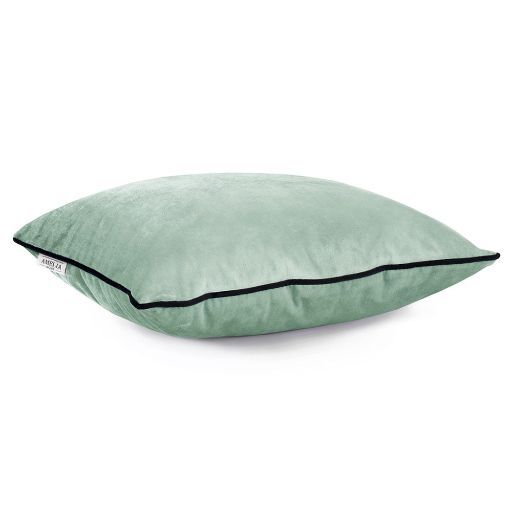 Set 2 huse perne decorative din catifea stil modern, Velvet, 220 g/m2, Vernil