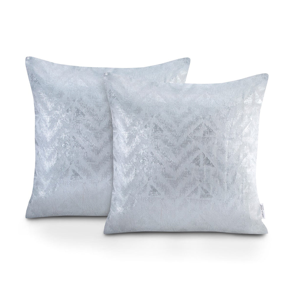Set 2 huse pernute decorative cu fermoar, Navia, Gri deschis