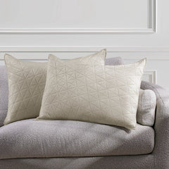 Set 2 huse perne decorative din catifea matlasate, Laila, 180-190 g/m2, Bej deschis