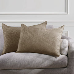Set 2 huse perne decorative din catifea matlasate, Laila, 180-190 g/m2, Cappuccino