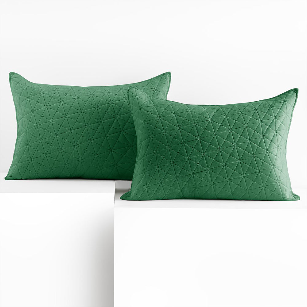 Set 2 huse perne decorative din catifea matlasate, Laila, 180-190 g/m2, Verde