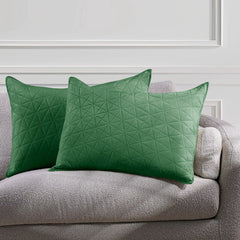 Set 2 huse perne decorative din catifea matlasate, Laila, 180-190 g/m2, Verde