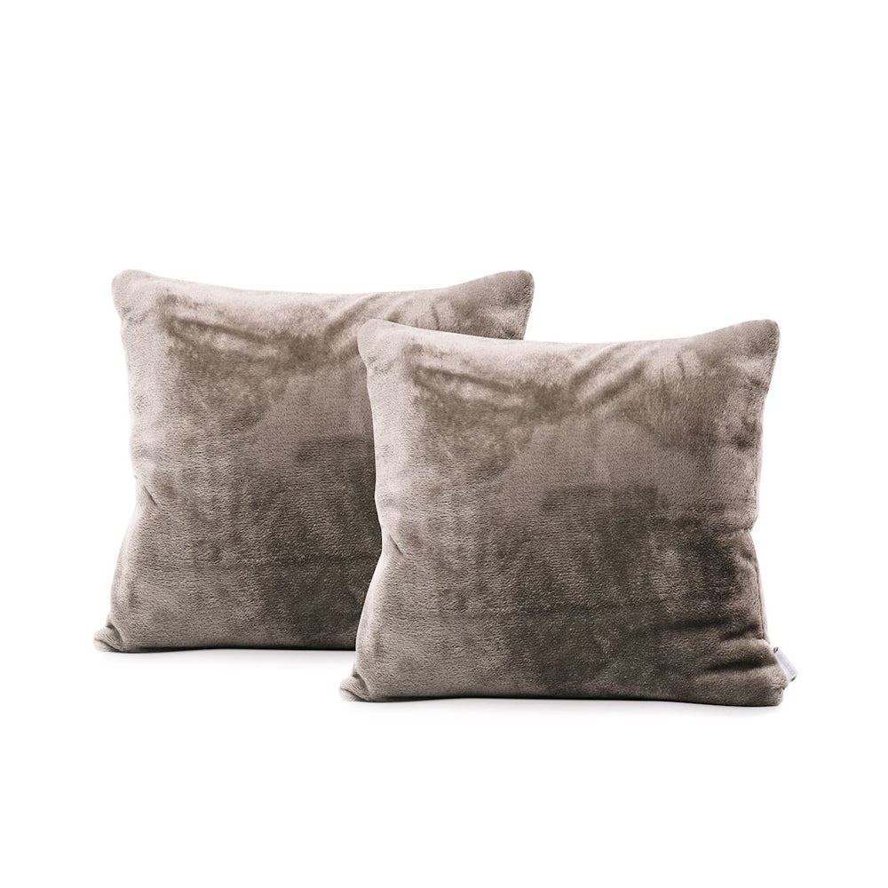 Set 2 huse perne decorative stil clasic, 240 g/m2, Mic, Cappuccino