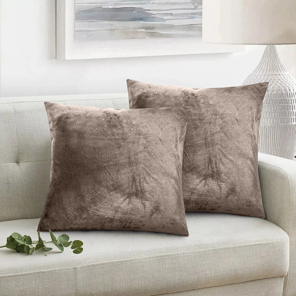Set 2 huse perne decorative stil clasic, 240 g/m2, Mic, Cappuccino
