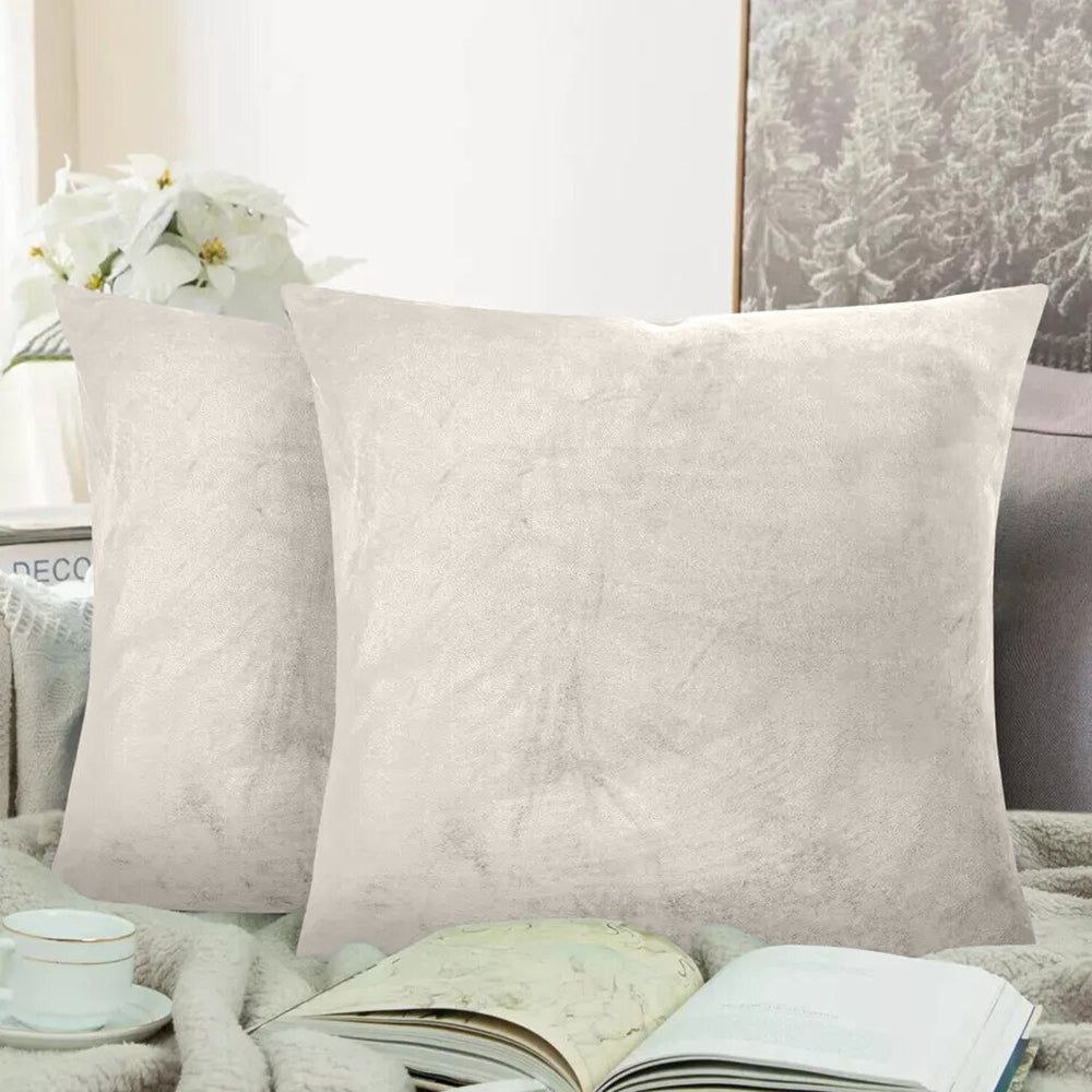 Set 2 huse perne decorative stil clasic, 240 g/m2, Mic, Crem