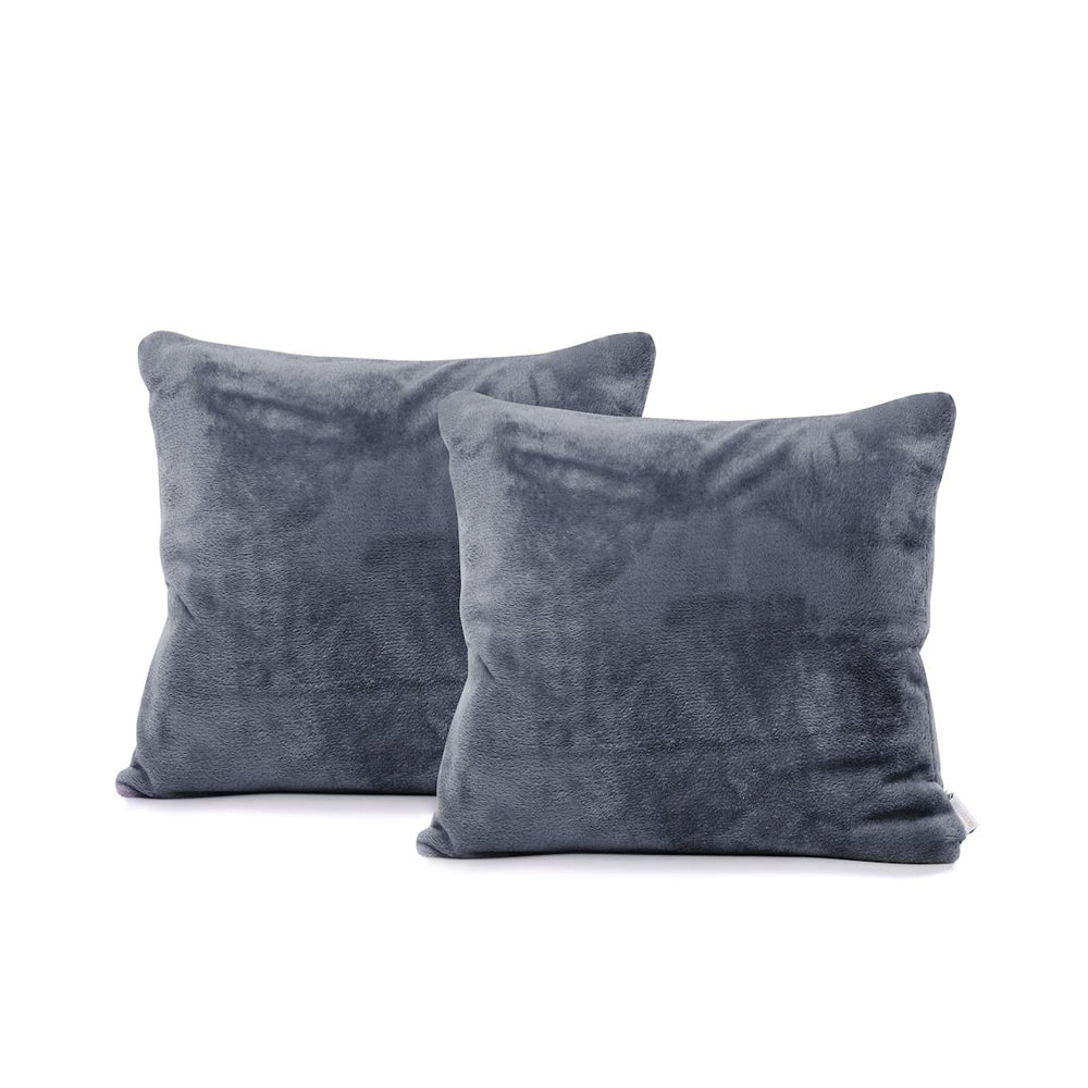 Set 2 huse perne decorative stil clasic, 240 g/m2, Mic, Gri inchis
