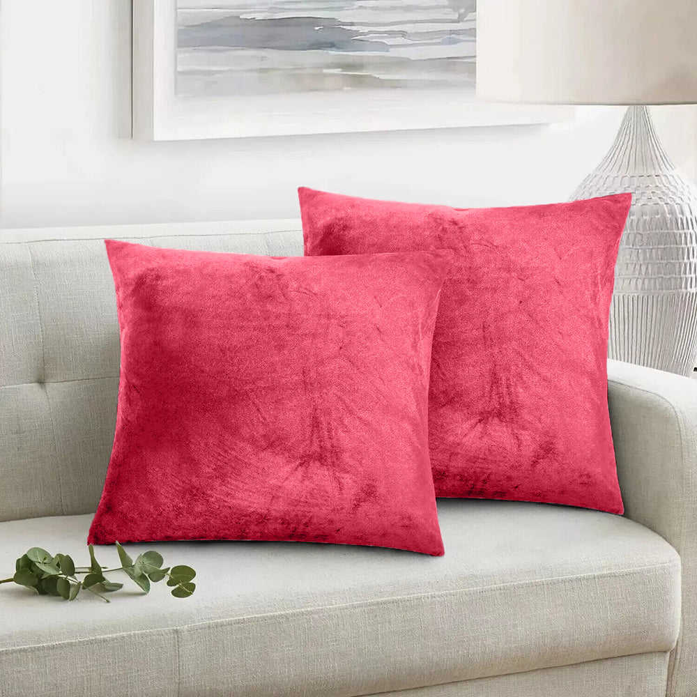 Set 2 huse perne decorative stil clasic, 240 g/m2, Mic, Rosu