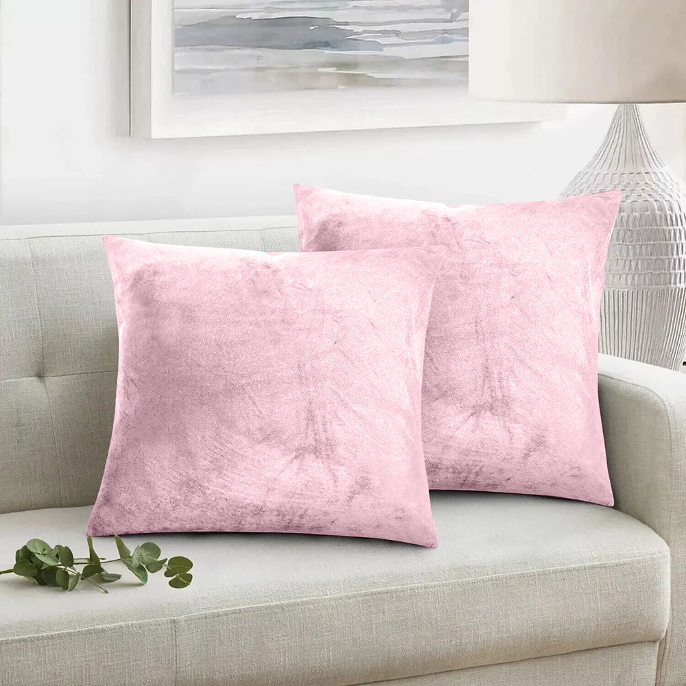 Set 2 huse perne decorative stil clasic, 240 g/m2, Mic, Roz pudrat