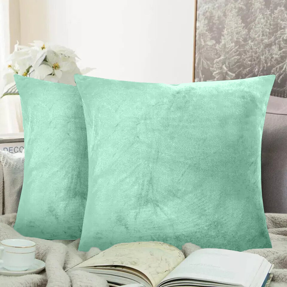Set 2 huse perne decorative stil clasic, 240 g/m2, Mic, Vernil