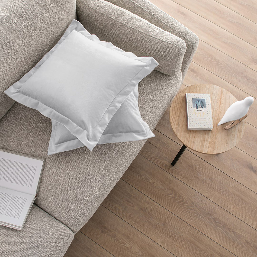 Set 2 huse perne decorative din catifea cu tiv, Velvet, 220 g/m2, Alb
