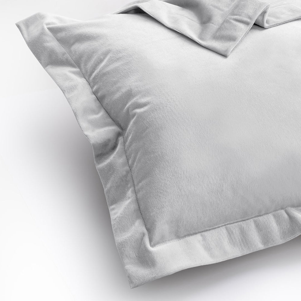 Set 2 huse perne decorative din catifea cu tiv, Velvet, 220 g/m2, Alb