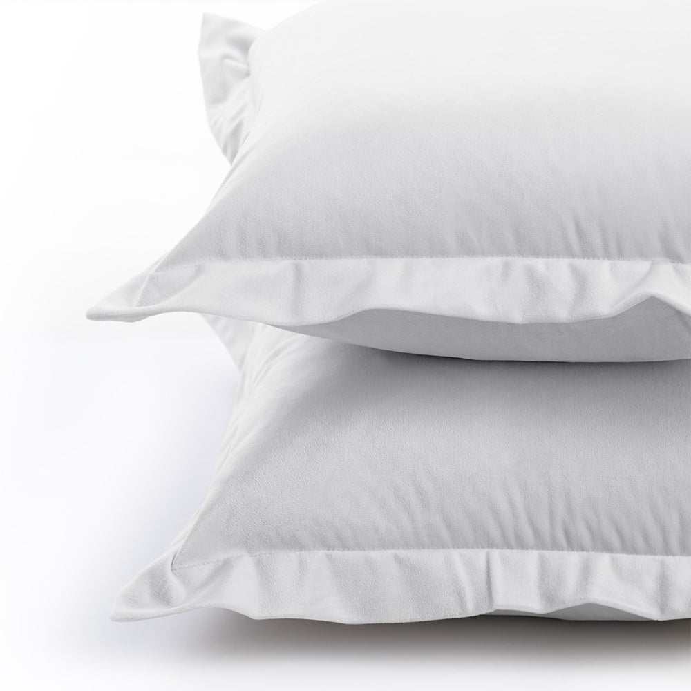 Set 2 huse perne decorative din catifea cu tiv, Velvet, 220 g/m2, Alb