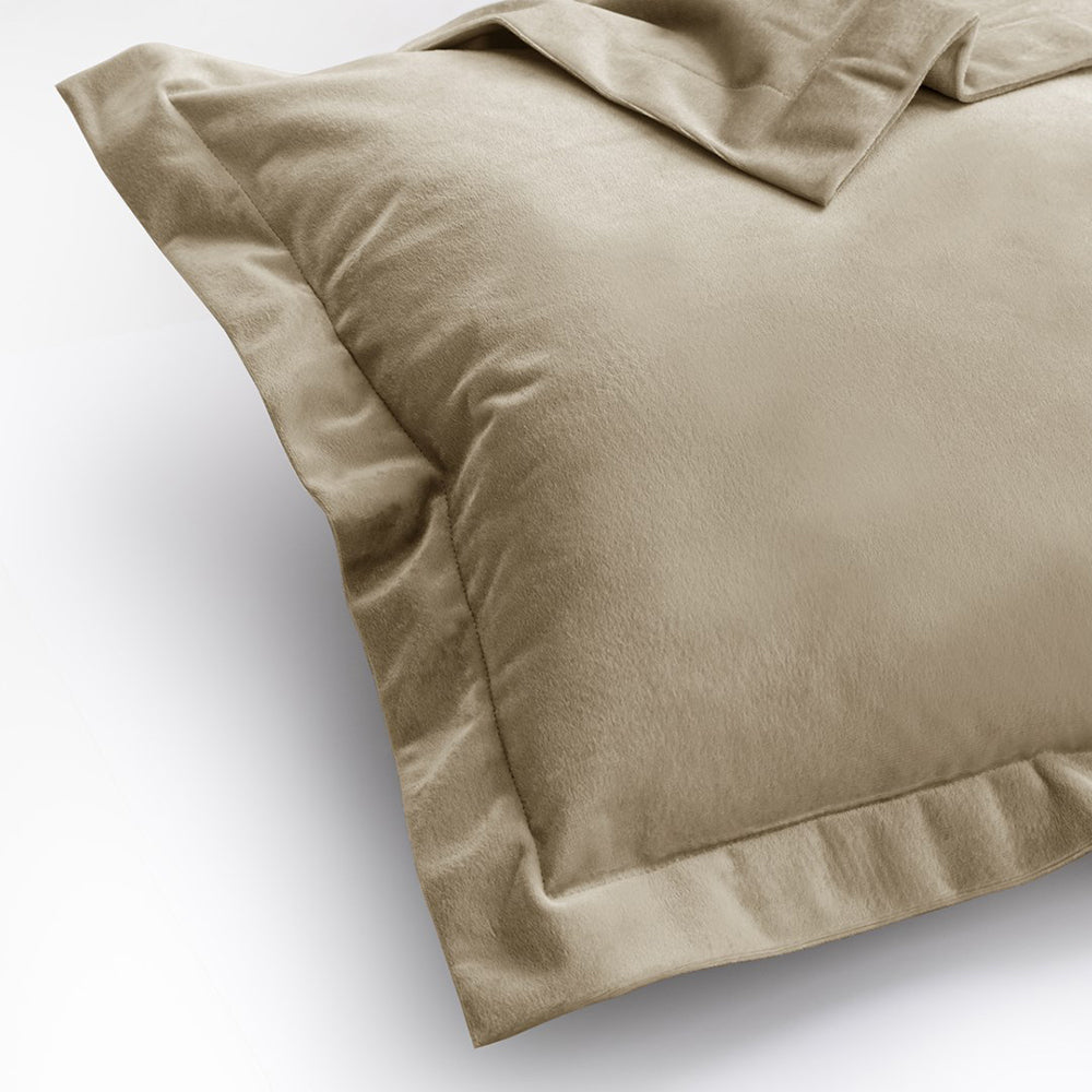 Set 2 huse perne decorative din catifea cu tiv, Velvet, 220 g/m2, Bej